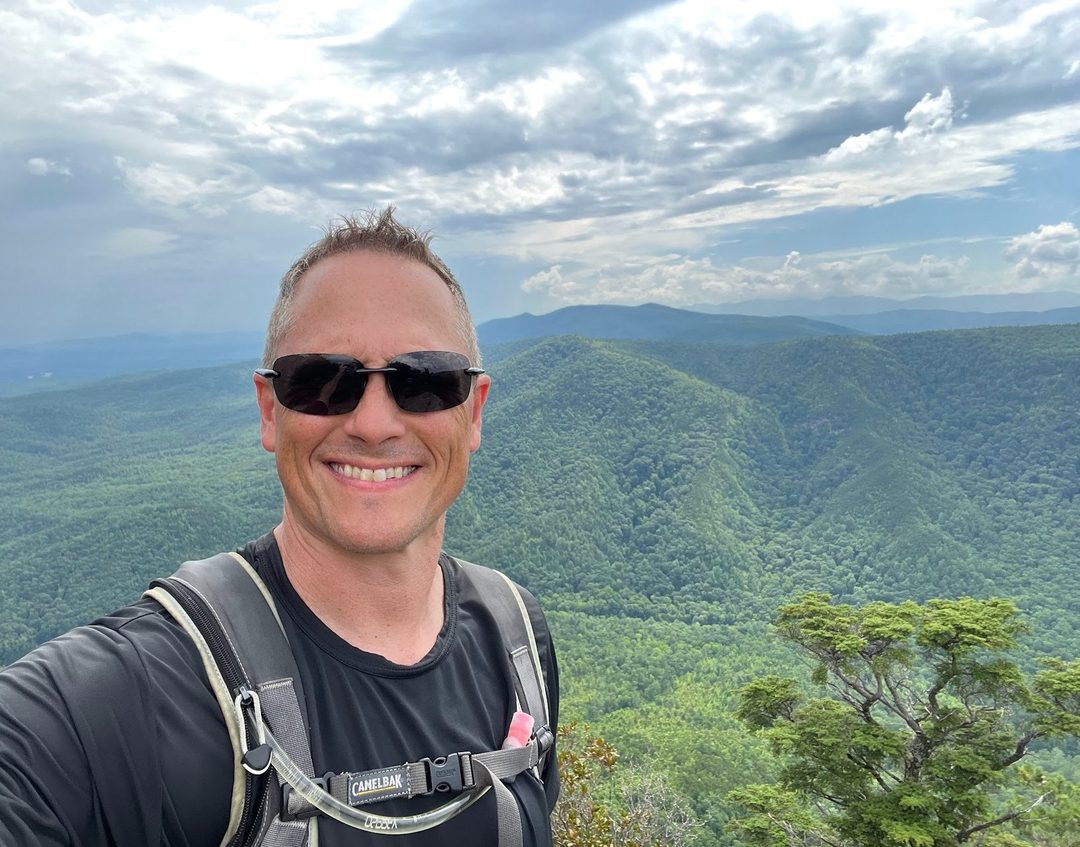 The founder of Weidman Marketing, an SEO consultancy based in Hickory NC, hiking on Shortoff Mountain